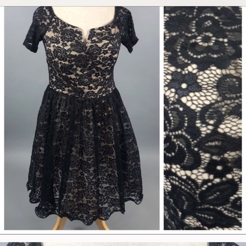 Size 12 Lacey Cocktail Dress with flouncy skirt.